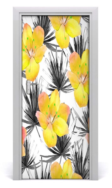 Autocolante pentru usi flori tropicale