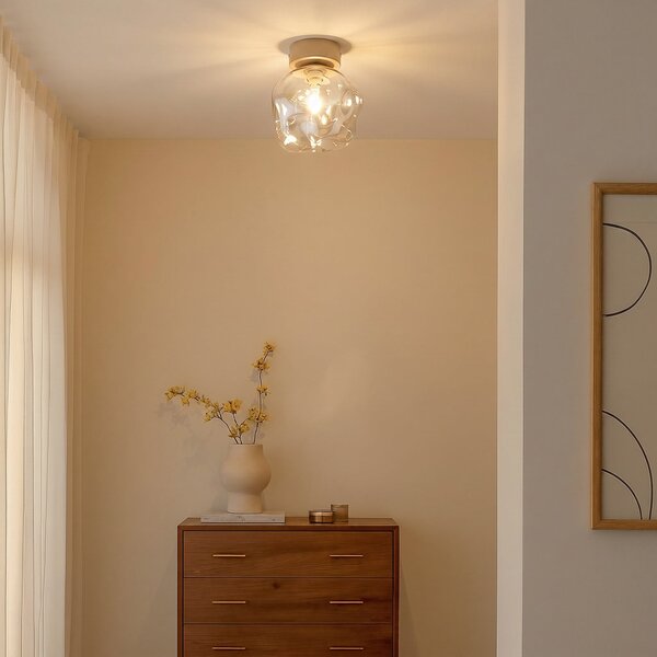 TK Lighting Plafonieră Lava, nisip/cognac, sticlă, Ø 15 cm, G9, reglabil, Bej, Camera de zi / sufragerie, Sticlă, Modern