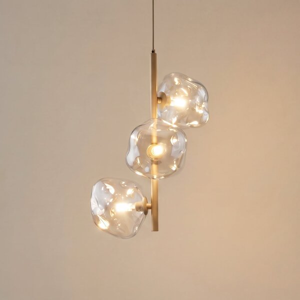 TK Lighting Lampă suspendată Lava, cu 3 becuri, Ø 29 cm, nisip/cognac, G9, reglabil, Bej, Camera de zi / sufragerie, Sticlă, Modern