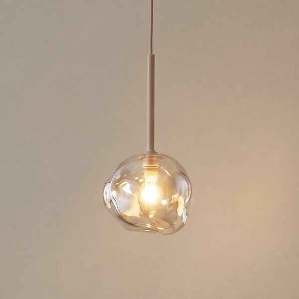 TK Lighting Lampă suspendată Lava, Ø 15 cm, G9, nisip/cognac, sticlă, reglabil, Bej, Camera de zi / sufragerie, Sticlă, Modern