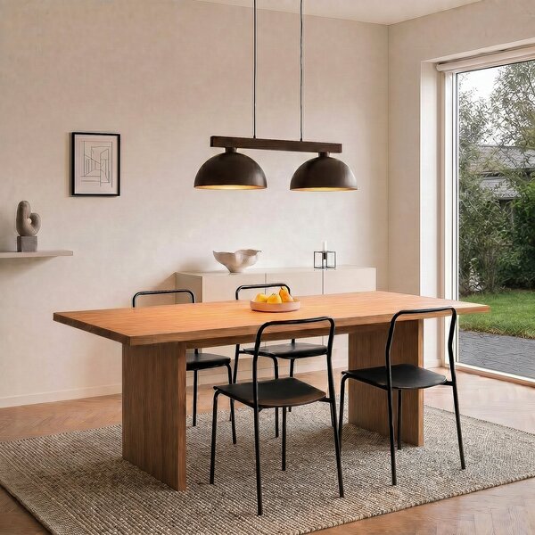 TK Lighting Lampă suspendată Oslo, maro, cu 2 becuri, lungime 83 cm, soclu E27, reglabil, Maro / Rugină, Camera de zi / sufragerie, Metal, Modern