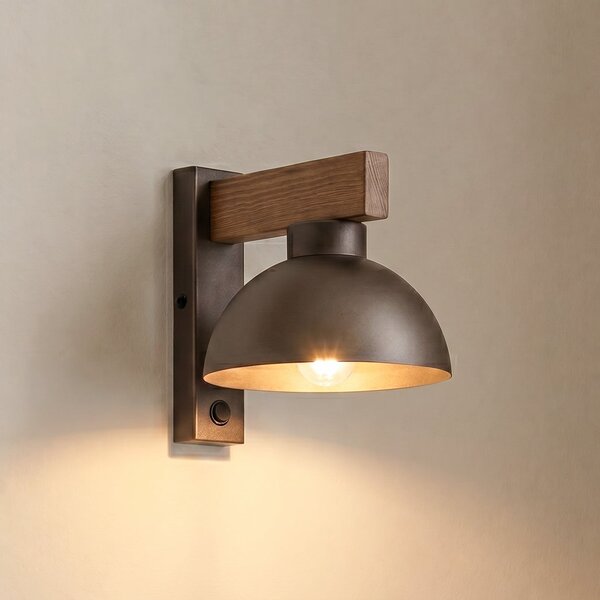 TK Lighting Aplică de perete Oslo, maro, metal, înălțime 20 cm, E27, reglabil, Maro / Rugină, Camera de zi / sufragerie, Metal, Modern