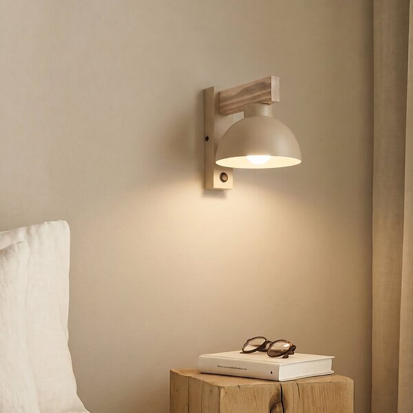 TK Lighting Aplică de perete Oslo, culoare nisip, metal, înălțime 20 cm, E27, reglabil, Bej, Camera de zi / sufragerie, Metal, Modern