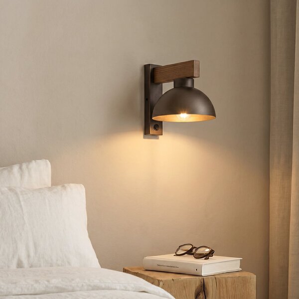 TK Lighting Aplică de perete Oslo, maro, metal, înălțime 20 cm, E27, reglabil, Maro / Rugină, Camera de zi / sufragerie, Metal, Modern