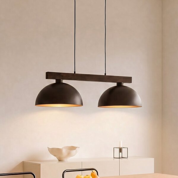 TK Lighting Lampă suspendată Oslo, maro, cu 2 becuri, lungime 83 cm, soclu E27, reglabil, Maro / Rugină, Camera de zi / sufragerie, Metal, Modern