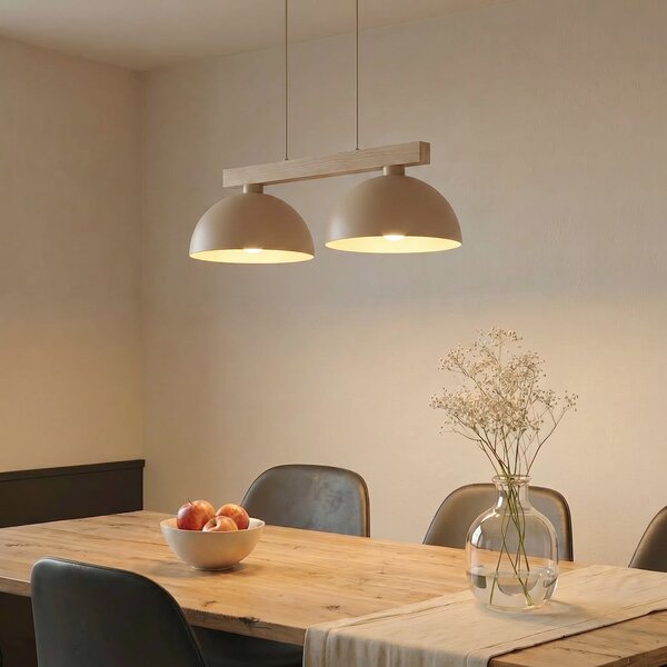 TK Lighting Lampă suspendată Oslo, culoare nisip, cu 2 becuri, lungime 83 cm, soclu E27, reglabil, Bej, Camera de zi / sufragerie, Metal, Modern