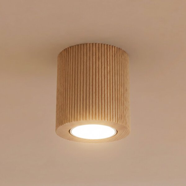 TK Lighting Spot de tavan Eve, înălțime 8,5 cm, soclu GU10, lemn, reglabil, Lemn, Camera de zi / sufragerie, Lemn, Modern