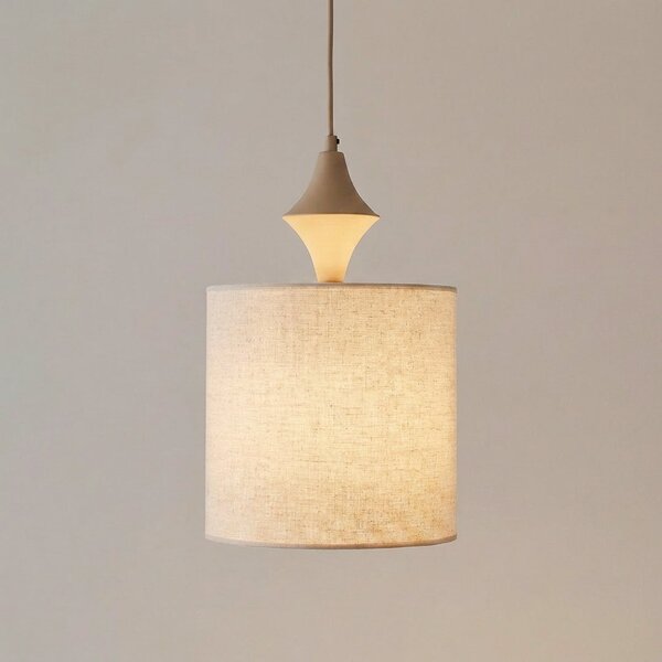 TK Lighting Lampă suspendată Amura, bej/nisip, țesătură, Ø 25 cm, E27, reglabil, Bej, Camera de zi / sufragerie, Țesătură / Textil, Modern