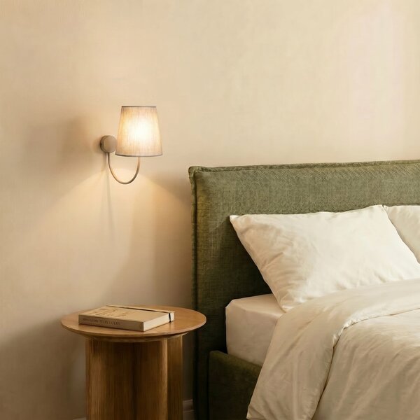 TK Lighting Aplică de perete Candi, bej/nisip, in, înălțime 34 cm, E27, reglabil, Bej, Camera de zi / sufragerie, Țesătură / Textil, Modern