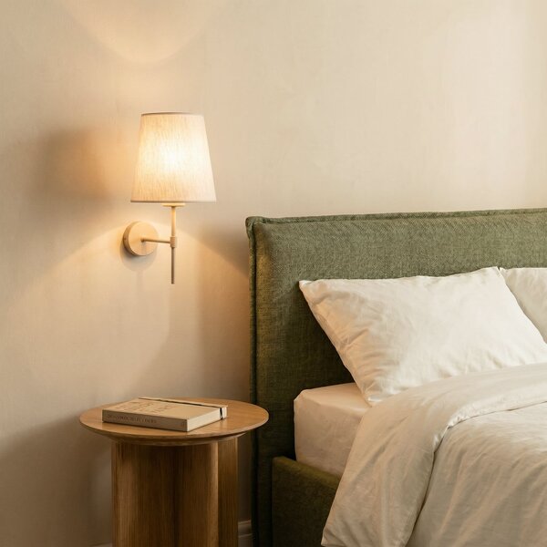 TK Lighting Aplică de perete Elizabeth, nisip/bej, in, înălțime 39 cm, E27, reglabil, Bej, Camera de zi / sufragerie, Țesătură / Textil, Modern
