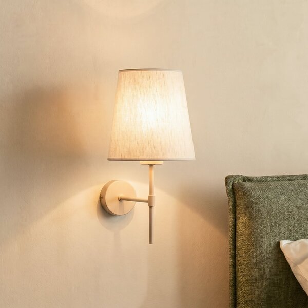TK Lighting Aplică de perete Elizabeth, nisip/bej, in, înălțime 39 cm, E27, reglabil, Bej, Camera de zi / sufragerie, Țesătură / Textil, Modern