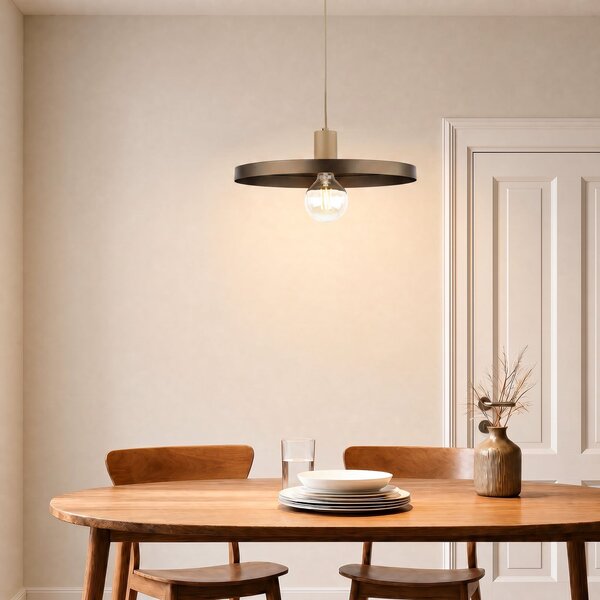 TK Lighting Lampă suspendată Sila, maro/nisipiu, metal, Ø 45 cm, E27, reglabil, Maro / Rugină, Camera de zi / sufragerie, Metal, Modern