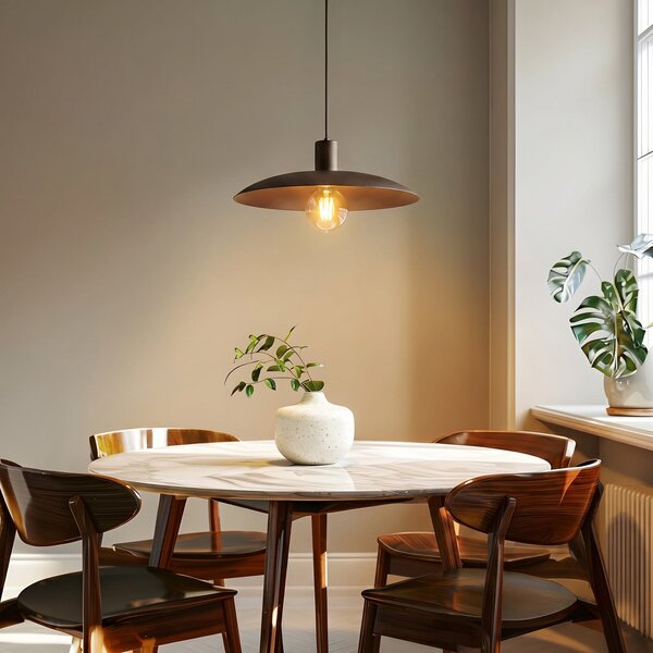 TK Lighting Lampă suspendată Astra, maro, metal, Ø 41 cm, E27, reglabil, Maro / Rugină, Camera de zi / sufragerie, Metal, Modern