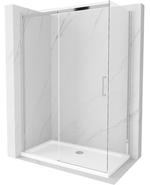 Mexen Omega cabină de duș extensibilă 130 x 70 cm, transparent, Crom + cadă de duș Flat - 825-130-070-01-00-4010