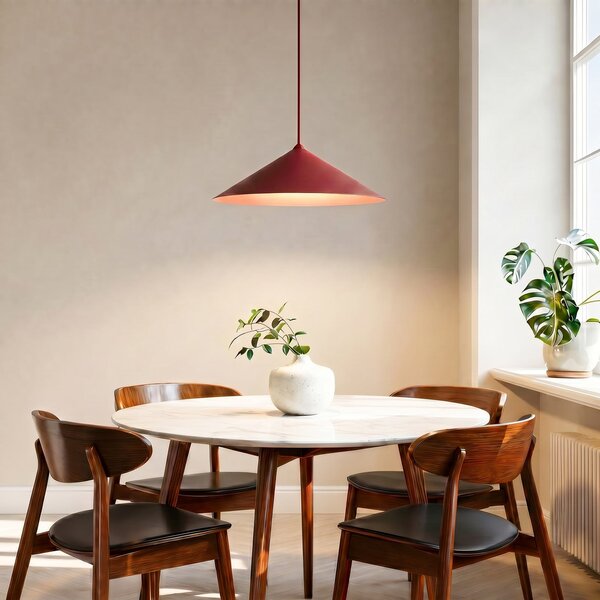 TK Lighting Lampă suspendată Lume XL, roșu burgund, metal, Ø 49 cm, GX53, reglabil, Roșu, Camera de zi / sufragerie, Metal, Modern