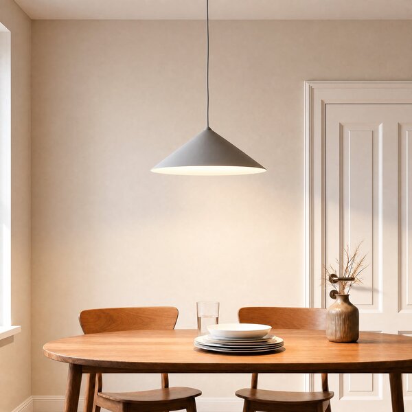 TK Lighting Lampă suspendată Lume L, gri-bej, metal, Ø 40 cm, GX53, reglabil, Gri, Camera de zi / sufragerie, Metal, Modern