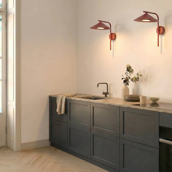 TK Lighting Aplică de perete Lume S, roșu burgund, metal, înălțime 31 cm, GX53, reglabil, Roșu, Camera de zi / sufragerie, Metal, Modern
