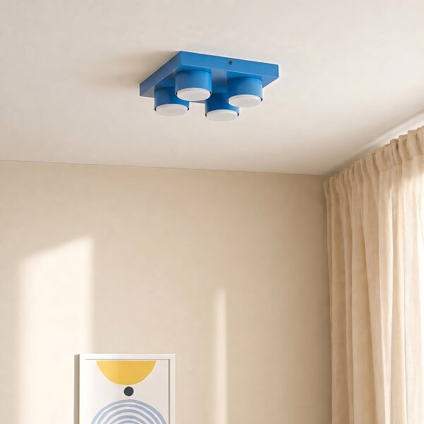 TK Lighting Plafonieră Brix, albastră, lungime 23 cm, cu 4 becuri, GX53, reglabil, Albastru, Camera de zi / sufragerie, Metal, Modern