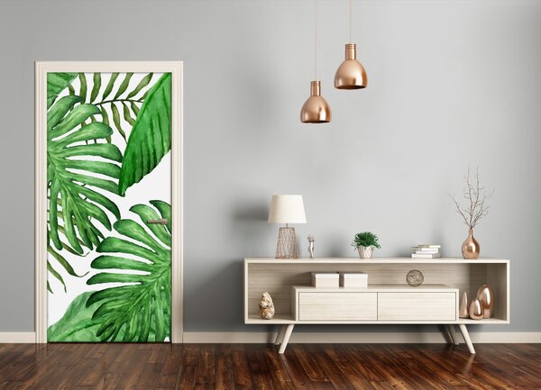Autocolante pentru usi frunze tropicale