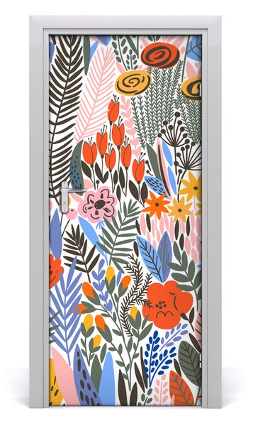 Autocolante pentru usi flori tropicale