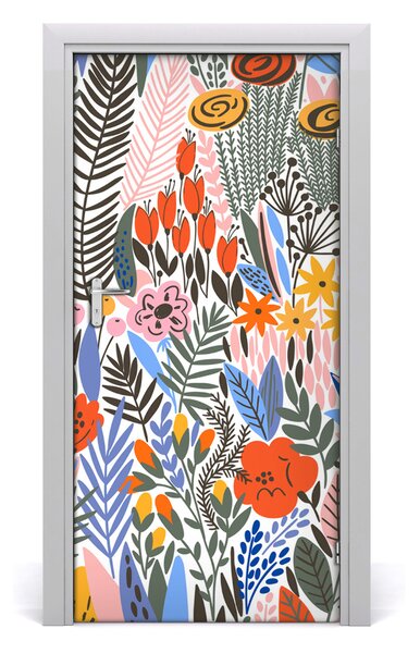 Autocolante pentru usi flori tropicale