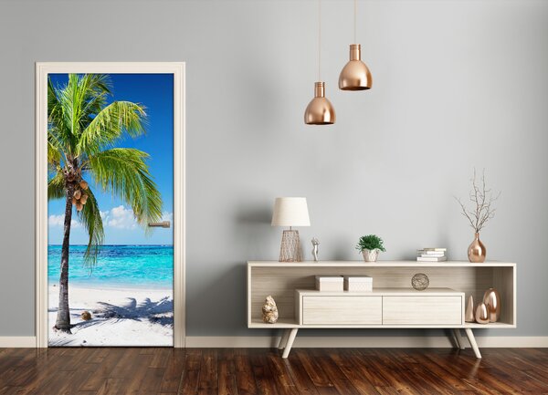 Autocolante pentru usi plaja tropicala