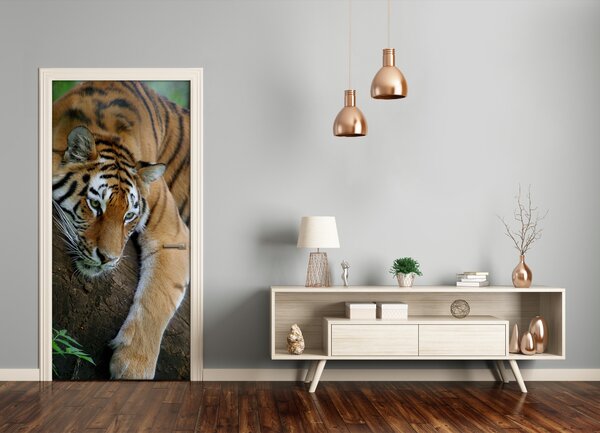 Autocolante pentru usi Tiger pe un copac