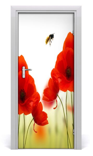 Autocolante pentru usi wildflowers maci