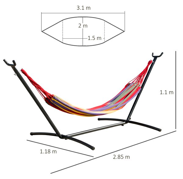 Hamac OutSunny Portabil cu suport din otel si bumbac multicolor | Aosom Romania