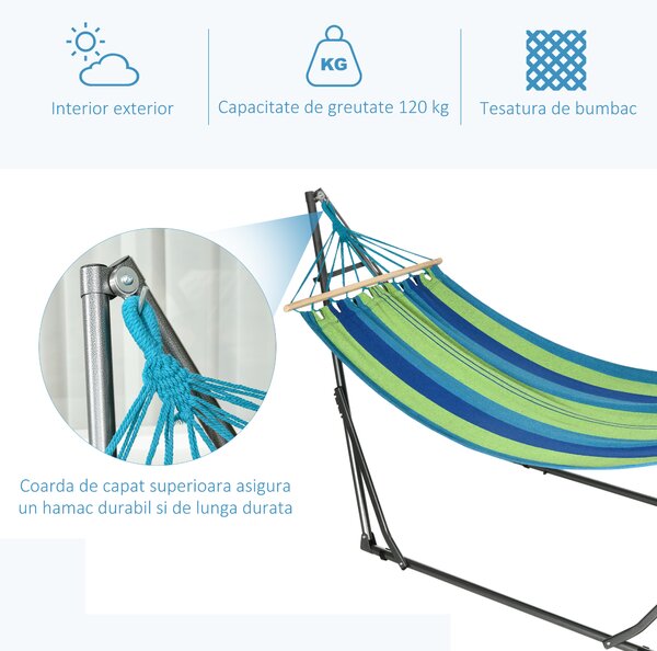 Outsunny Hamac pentru Exterior cu Arc cu Suport Curbat, Material din Bumbac Comfortabil si Cadru de Otel, Negru | Aosom Romania