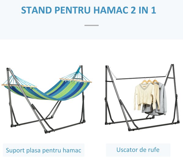 Outsunny Hamac pentru Exterior cu Arc cu Suport Curbat, Material din Bumbac Comfortabil si Cadru de Otel, Negru | Aosom Romania