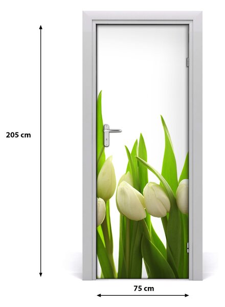 Autocolante pentru usi Perete decor autocolant alb lalele UȘĂ