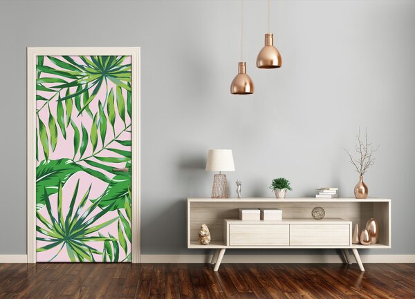 Autocolante pentru usi frunze tropicale