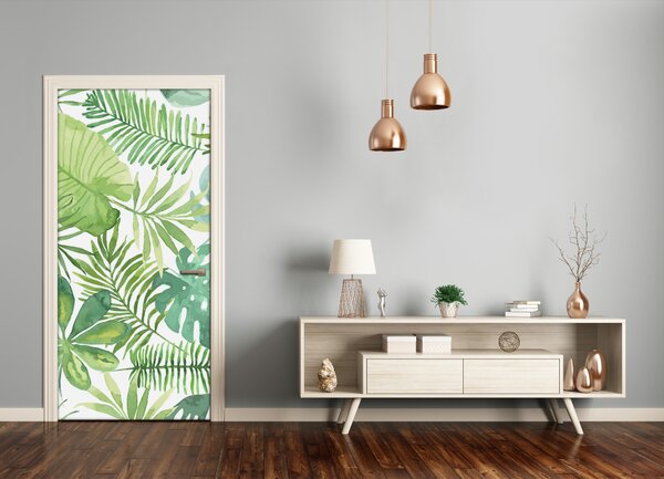 Autocolante pentru usi frunze tropicale