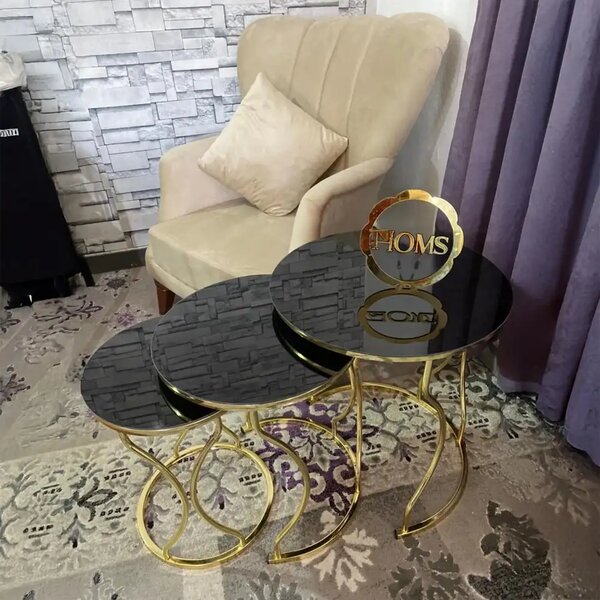 Set măsuță de cafea Homs – 3 bucăți – Negru & Gold