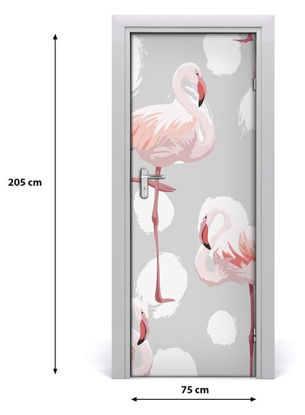 Autocolante pentru usi Flamingos și puncte