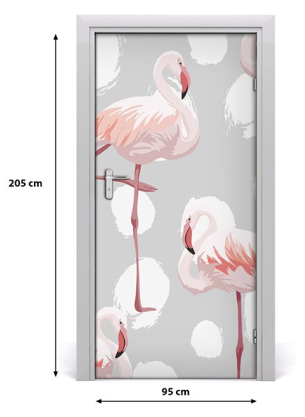 Autocolante pentru usi Flamingos și puncte
