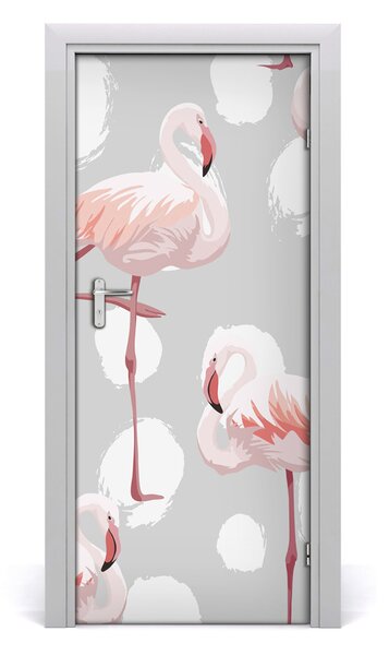Autocolante pentru usi Flamingos și puncte
