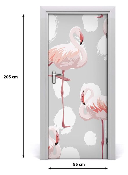 Autocolante pentru usi Flamingos și puncte