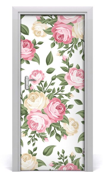 Autocolante pentru usi Furnir imagini de fundal adezive Roses usi