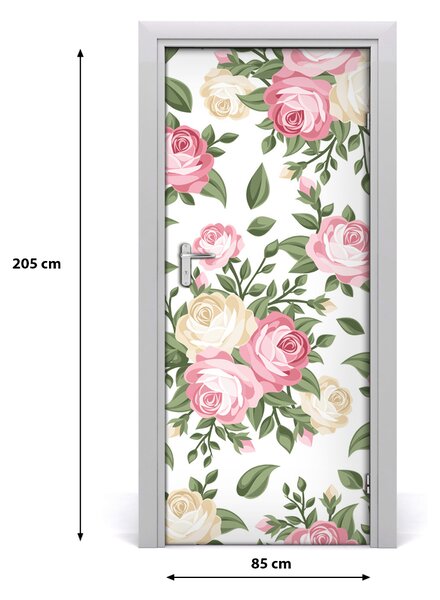 Autocolante pentru usi Furnir imagini de fundal adezive Roses usi
