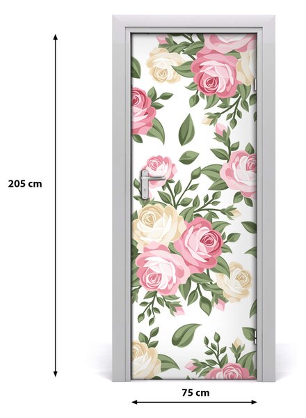 Autocolante pentru usi Furnir imagini de fundal adezive Roses usi