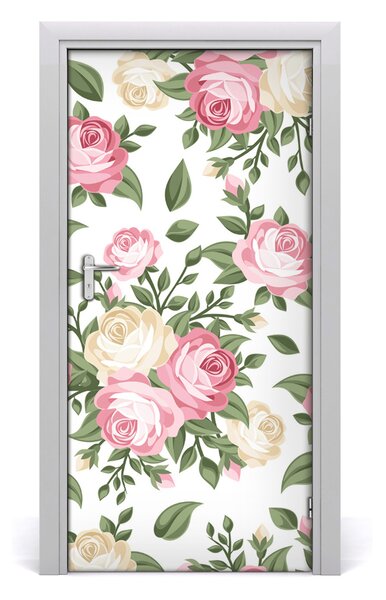 Autocolante pentru usi Furnir imagini de fundal adezive Roses usi