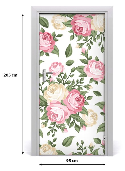Autocolante pentru usi Furnir imagini de fundal adezive Roses usi