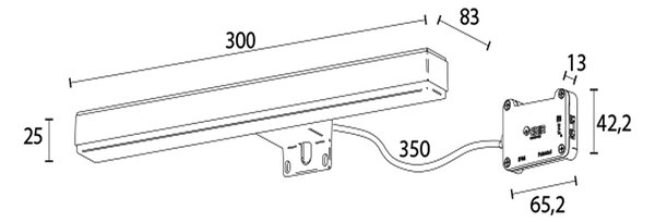 Sapho Sapho, lampă LED VERONICA 2, 8W, 300x25x83mm, negru, E27423CI