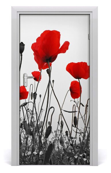 Autocolante pentru usi wildflowers maci