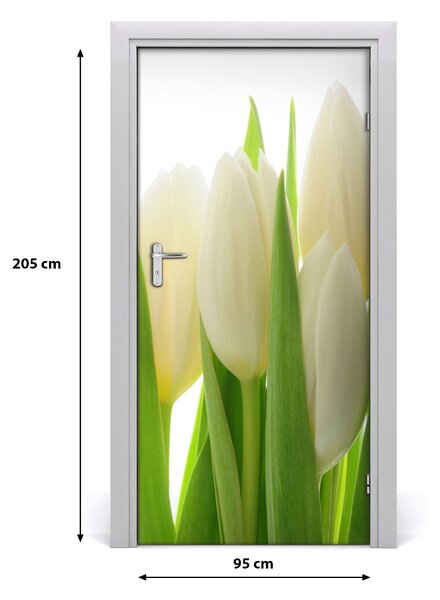 Autocolante pentru usi Perete decor autocolant alb lalele UȘĂ