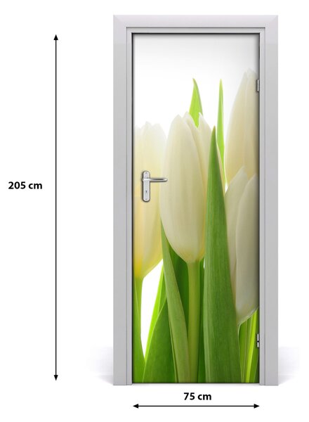 Autocolante pentru usi Perete decor autocolant alb lalele UȘĂ