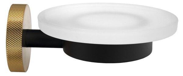 Sapho Sapho, săpunieră LARISSA, sticlă cu lapte, negru/auriu mat, WS002BG