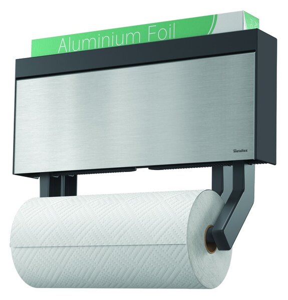 Suport de perete pentru prosoape de hârtie și folii de bucătărie Metaltex Tango Inox